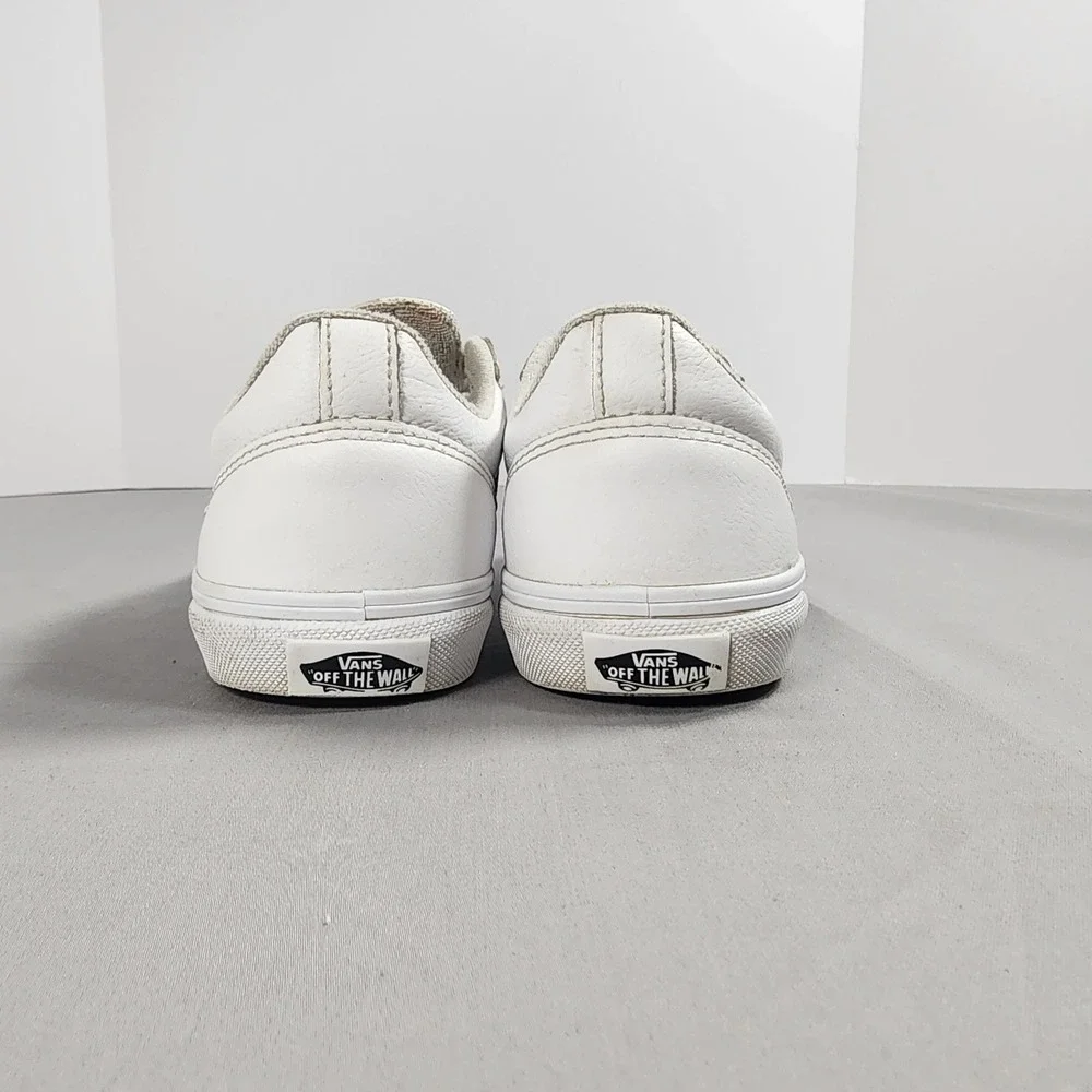 Vans Kids Low Top White Leather Skate Shoes Sneakers White Size 4.0 Kids